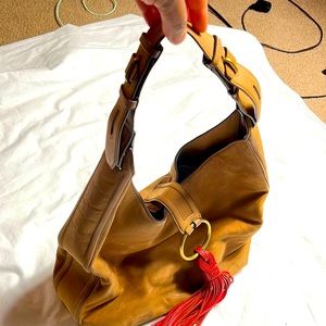 VTG Tory Burch women handbag tan/ red suede leather